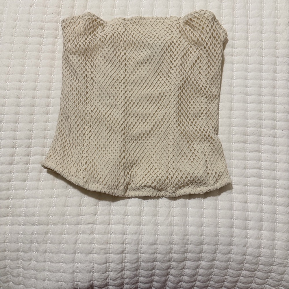 White Fox Boutique Cream Mesh Top
